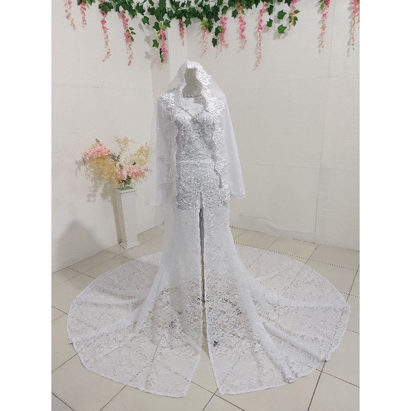 KEBAYA AKAD BROKAT PAYET SWAROVSKI FREE VEIL HIJAB GAUN AKAD PAYET// KEBAYA MURAH BAJU AKAD NIKAH PE