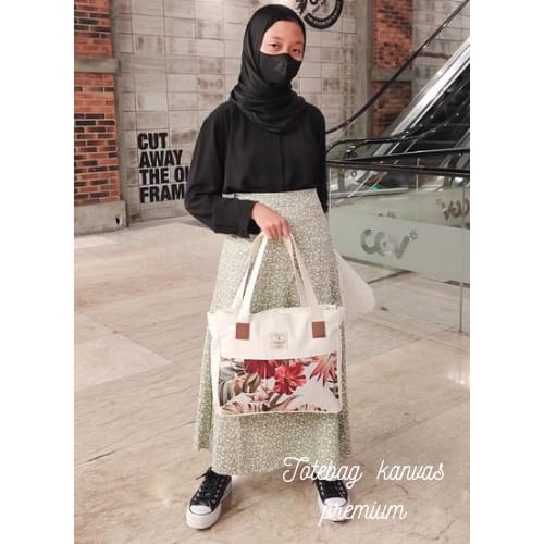 TOTEBAG RESLETING KANVAS MOTIF WANITA/TAS TOTE BAG KULIAH CEWEK,TAS BELANJA,TAS SEMINAR,BISA CUSTOM