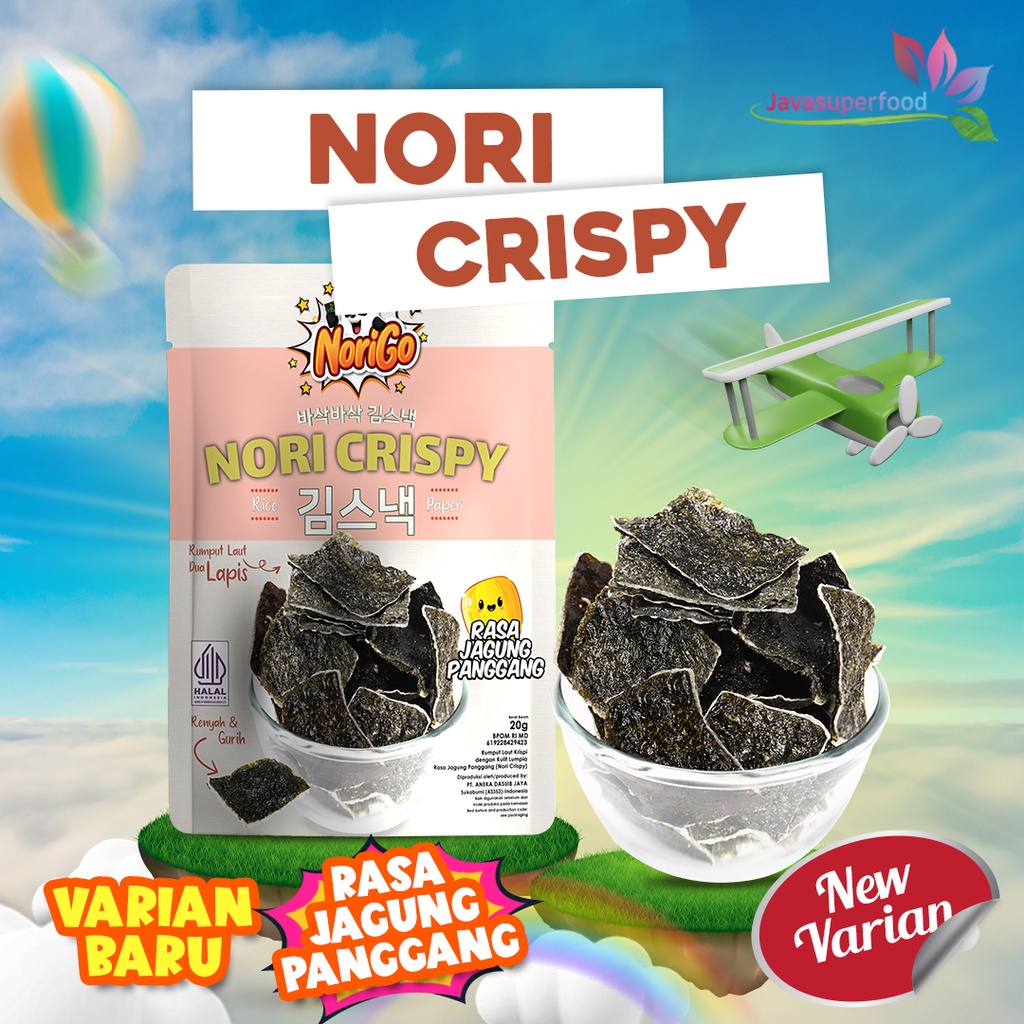 [BELI 3 GRATIS 1] Norigo / Nori Crispy Seaweed Snack 20g Rumput Laut Halal Rasa Jagung Panggang