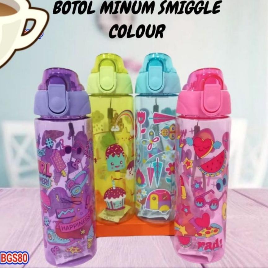 "BLU.25Ja23в" BOTOL MINUM SMIGGLE COLORFUL WARNA UK. 600ML MOTIF LUCU UNIK TAKASIMURA