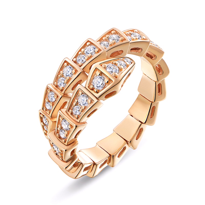 Cubic Zirconia Snake Adjustable Rings Fashion Catwalk Ring Untuk Wanita Merek Perhiasan Pecinta Hadiah