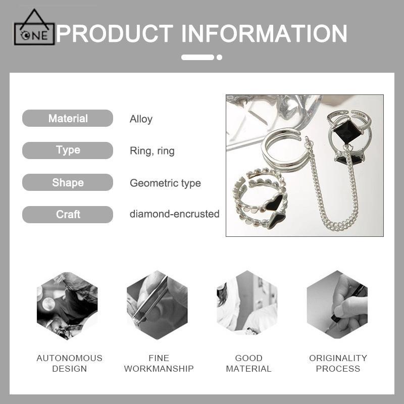 COD❤️3PCS Cincin RetroDesain Ceruk  Temperamen Mewah  Buka Dapat Disesuaikan  Cincin Jari Telunjuk-A.one