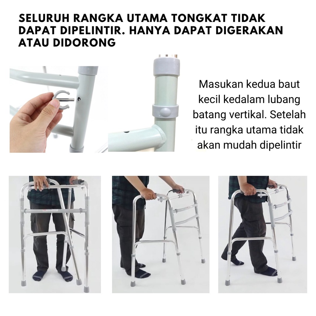 Alat Bantu Jalan TONGKAT WALKER 2in1 Geser / Angkat Aluminium FS 913 L