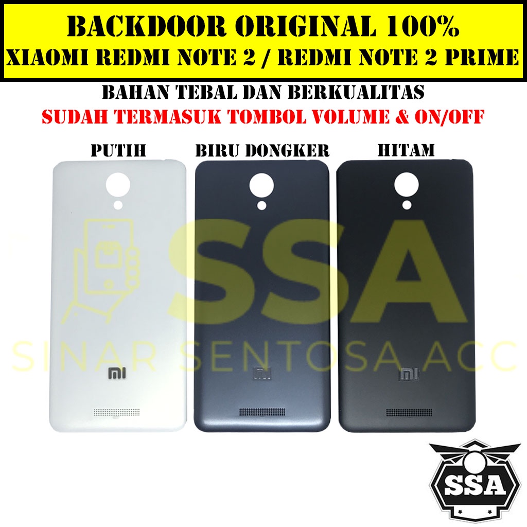 Backdoor Original Xiaomi Redmi Note 2 / Redmi Note 2 Prime Tutup Baterai Tutup Belakang Backcover Back cover