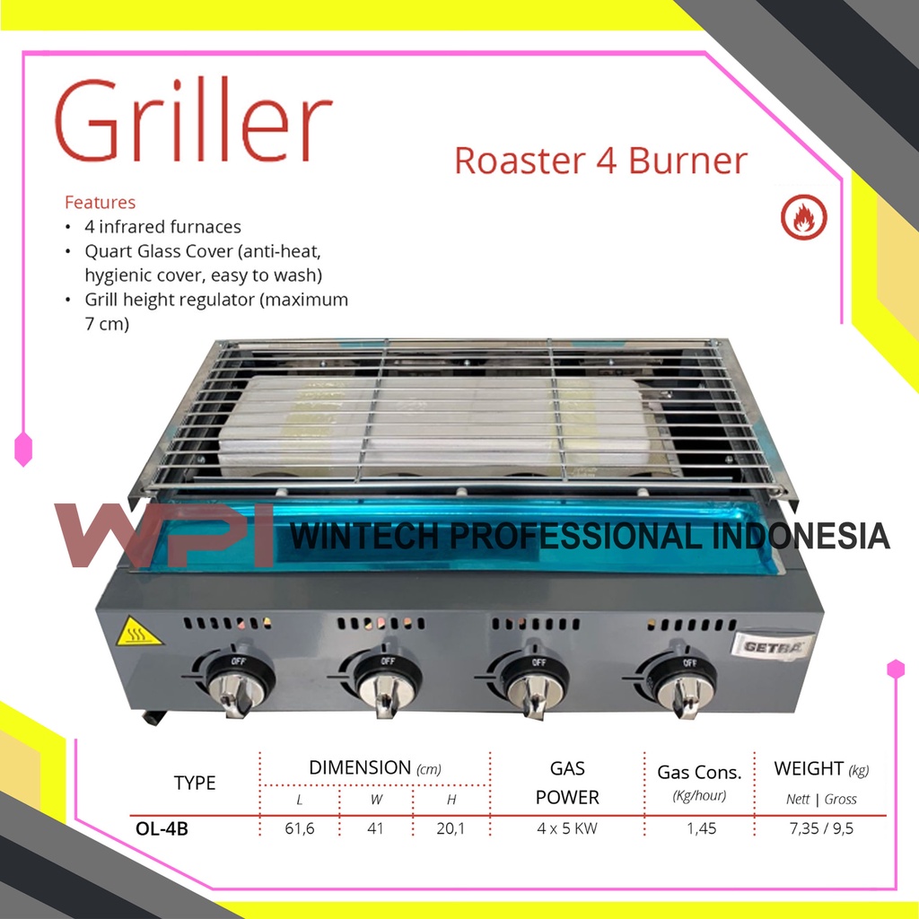 GETRA OL-4B GETRA OL-4B Kompor Tungku Pemanggang 4 Burner - Pemanggang Komersial