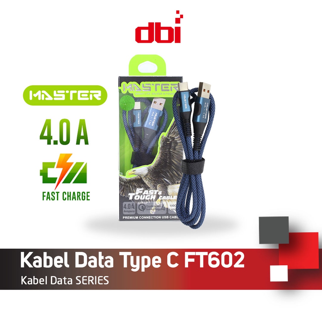 Kabel Data Micro USB Type C 100cm FAST CHARGING 4A MASTER FT602