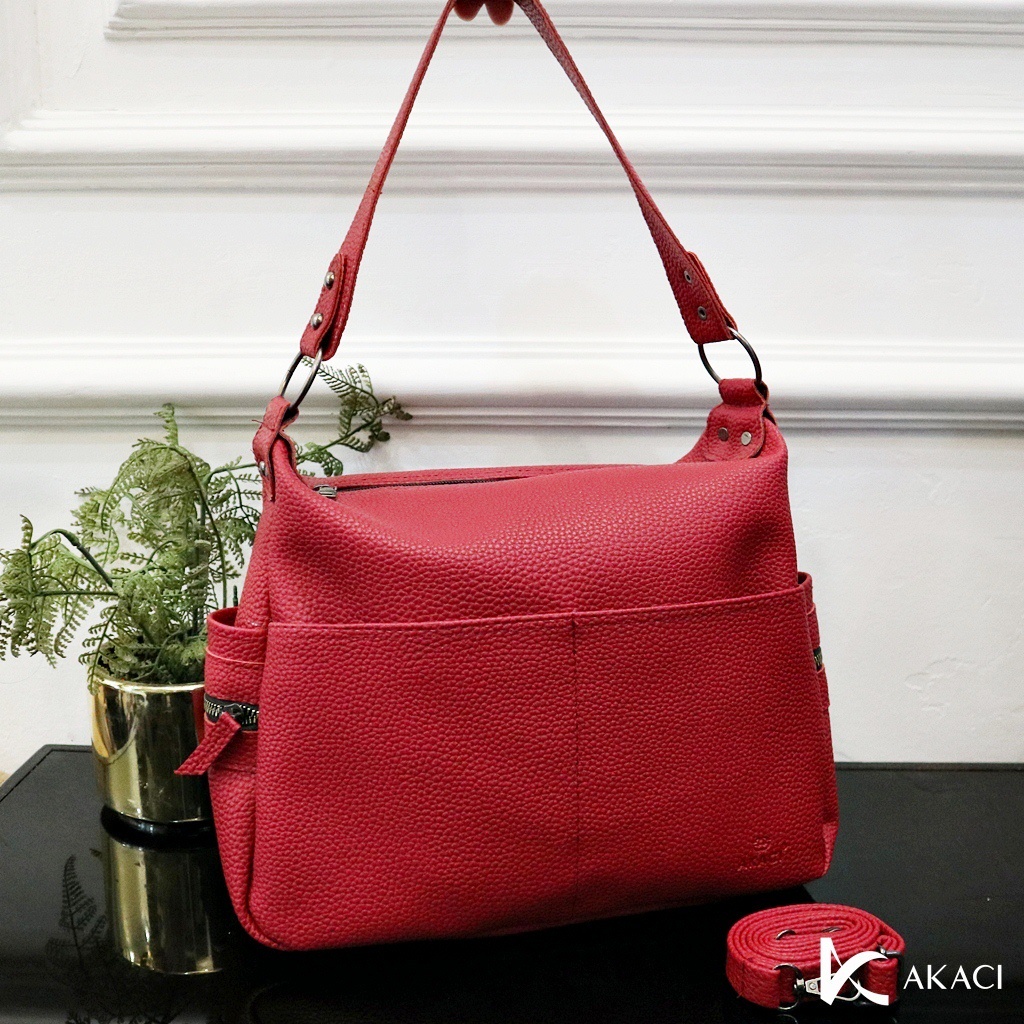 Akaci Tas wanita hobo papirut bahan kulit jeruk mewah sling bag AK 01-6348