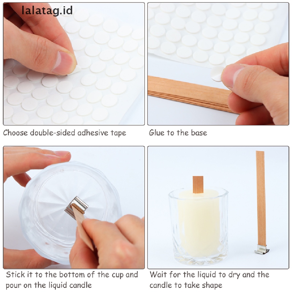 [lalatag] Sumbu Kayu 10Pcs Cores Wick Dengan Stand Besi, [ID]