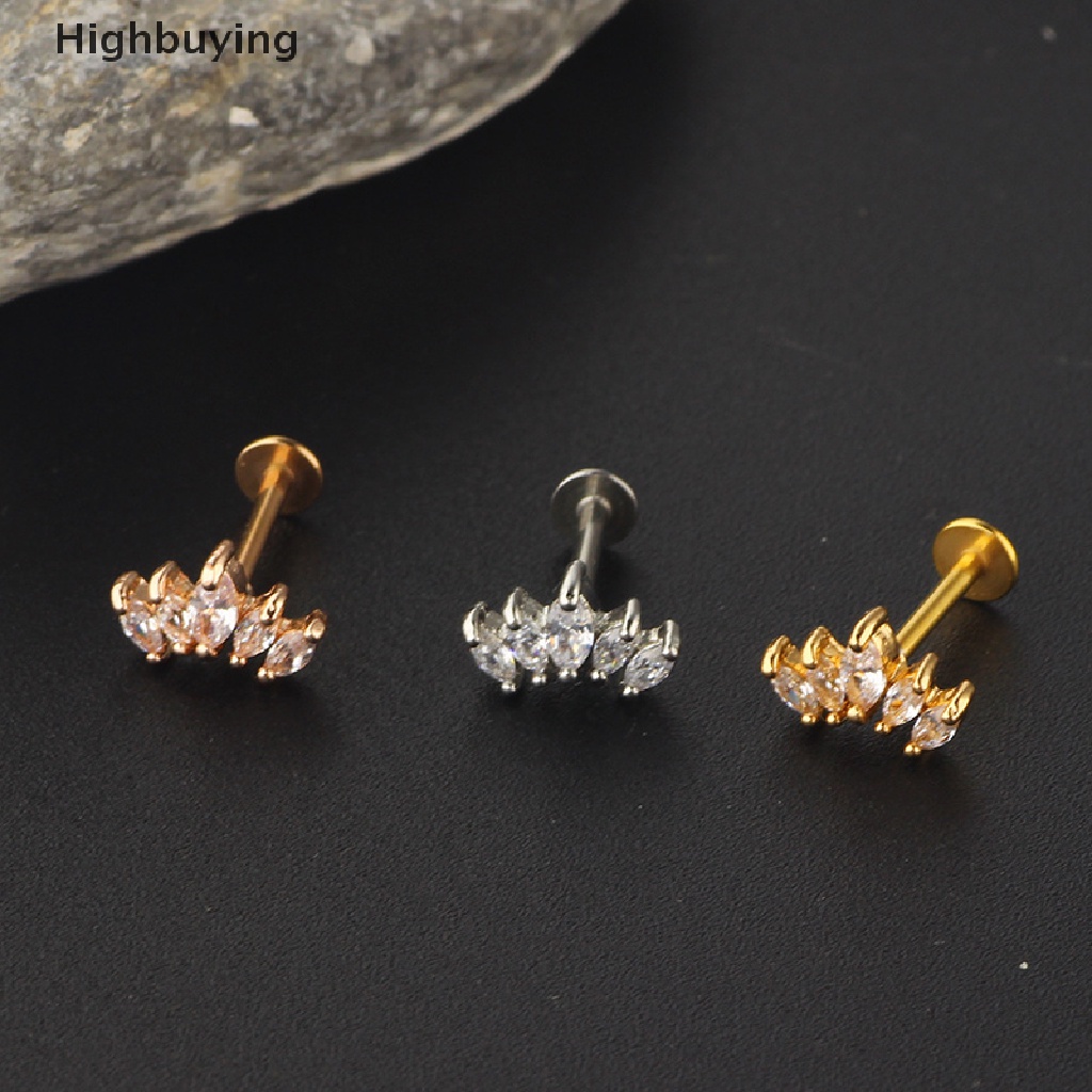 Hbid Ear Studs Cartilage Bars Earrings Perhiasan Telinga Kristal Anti Karat Glory