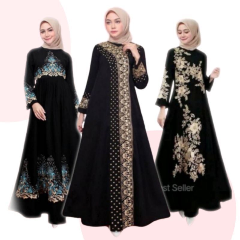 Abaya hitam GAMIS SYARI WANITA DEWASA IBU MUSLIMAH SIMPLE MURAH JUBAH SANTRI REMAJA PEREMPUAN ARABIA