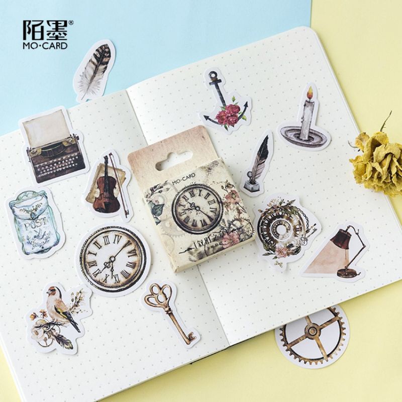 

Stiker Kertas Journaling Diary Sticker Vintage 45pcs