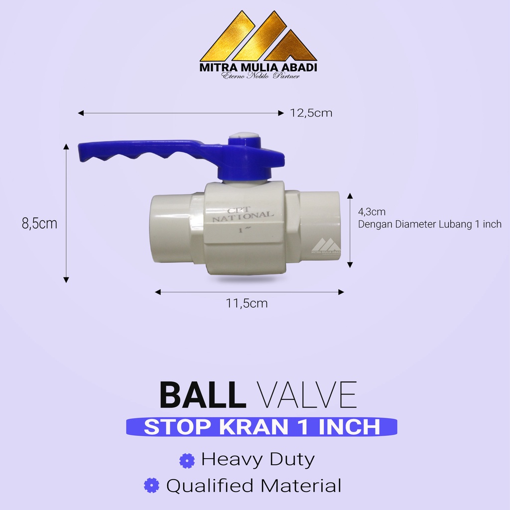 STOP KRAN KERAN 1 INCH BALL VALVE PVC GAGANG LAPIS BESI NATIONAL