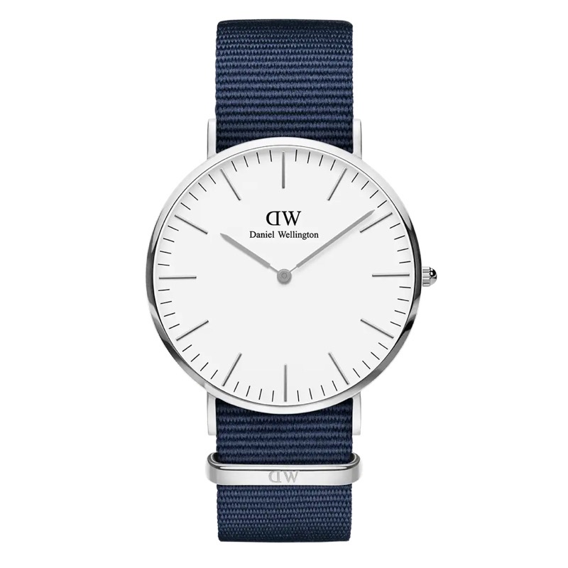 [100% ORIGINAL] Daniel Wellington Jam Tangan Pria Classic Silver Nato Canvas Strap Dw Ori