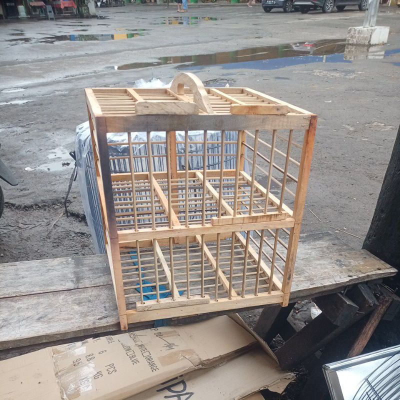 sangkar kandang dondang burung dara kayu mahoni pintu 2