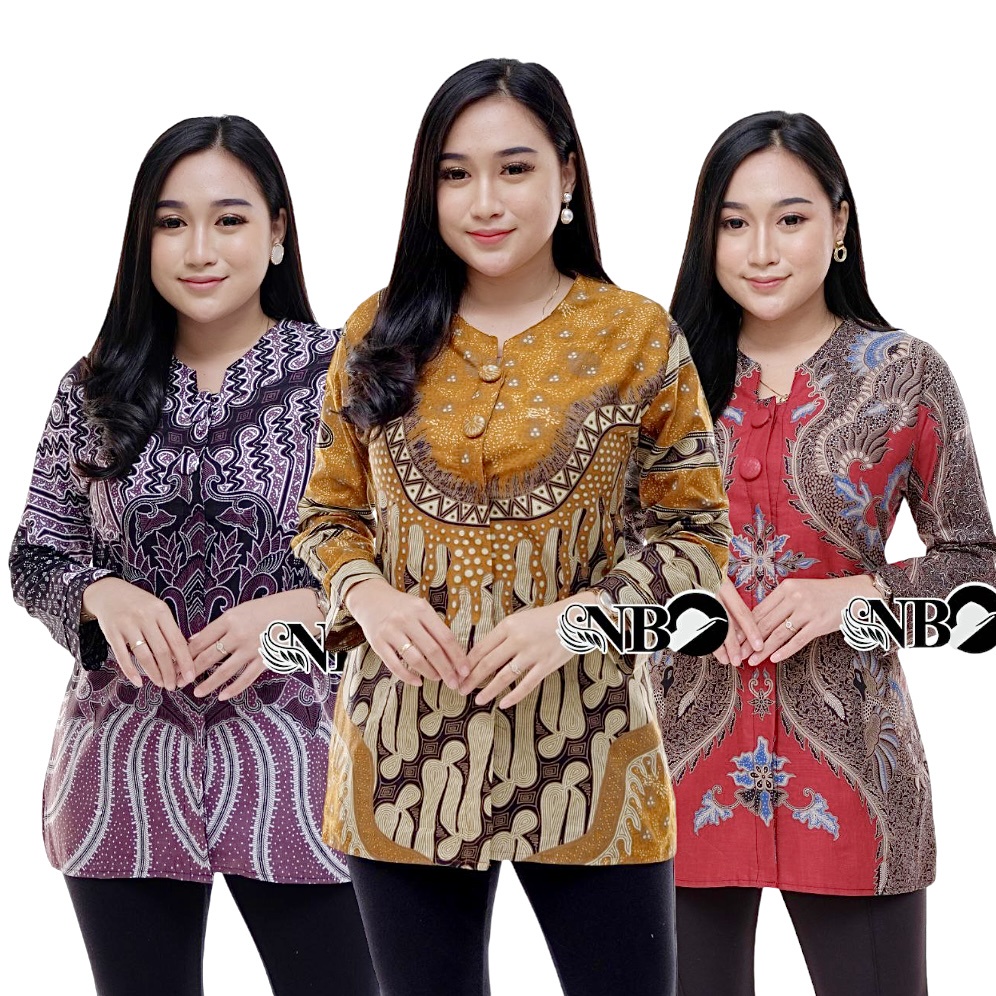 Baju Batik Wanita Modern Atasan Blouse Batik Kerja Wanita Kantor M L XL XXL Batik Alina