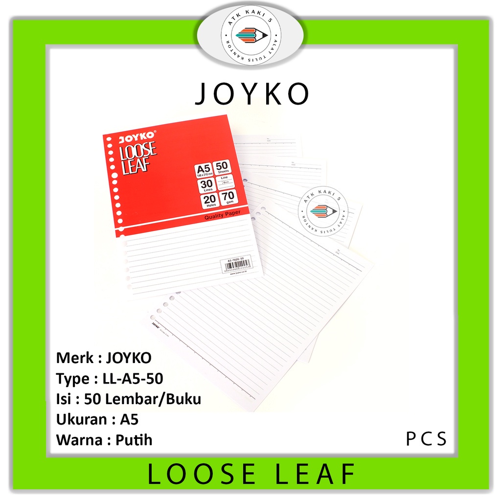 

JOYKO - Loose Leaf A5-50 Isi Binder File A5 - Pack