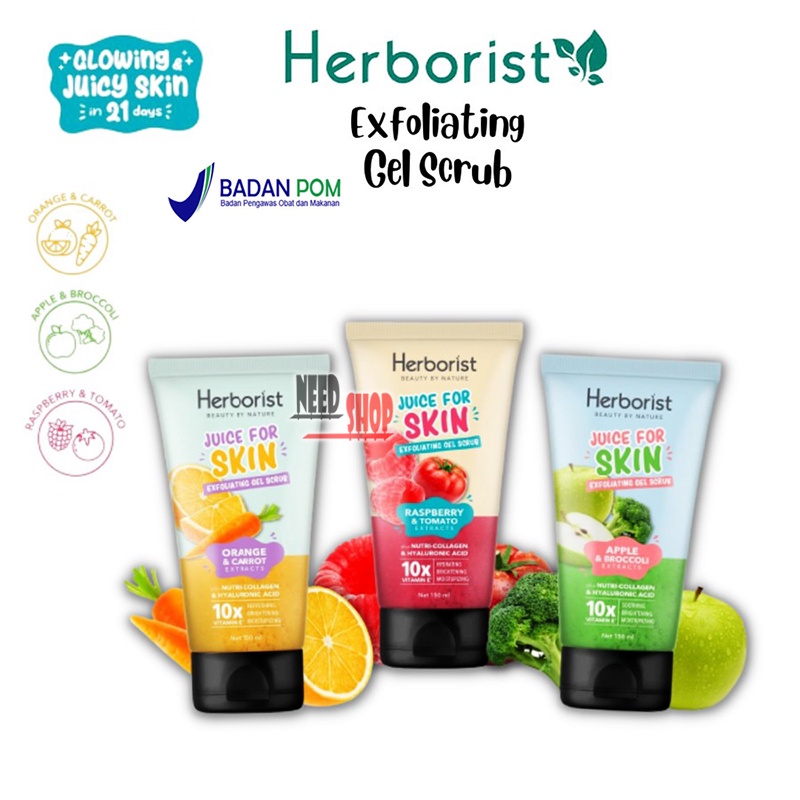 Jual EXFOLIATING GEL SCRUB HERBORIST JUICE FOR SKIN ALL VARIANT 150 ML Shopee Indonesia