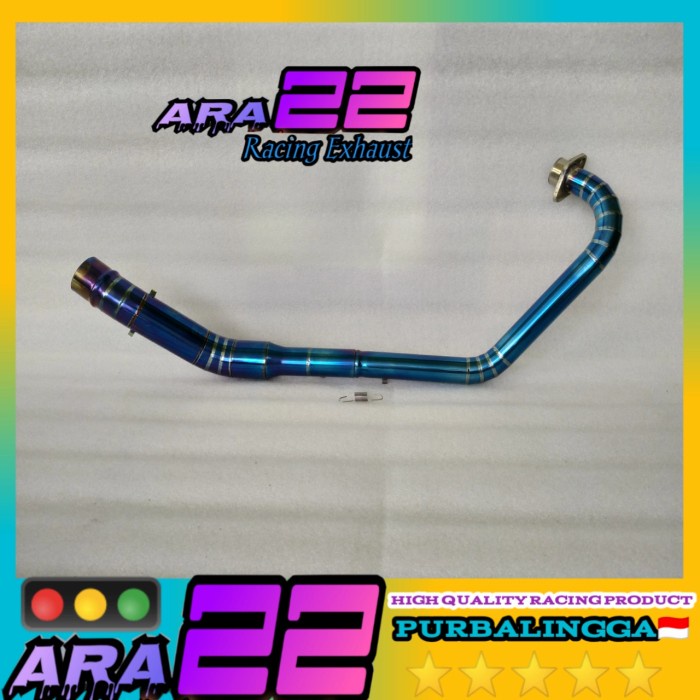 Pipa leher header knalpot Bluemoon Satria Fu Karbu Carbu full cacing