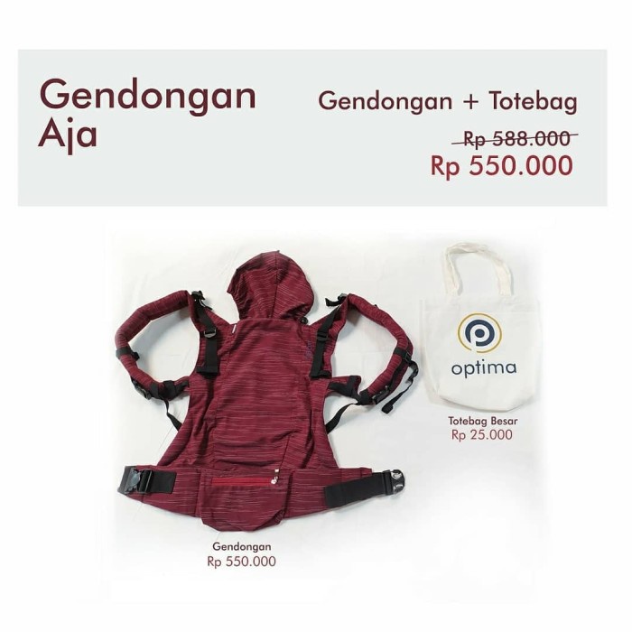 Unik Optima V2 Gerimis Nana Baby Carrier Gendongan Bayi SSC M Shape - Abang Ati Berkualitas