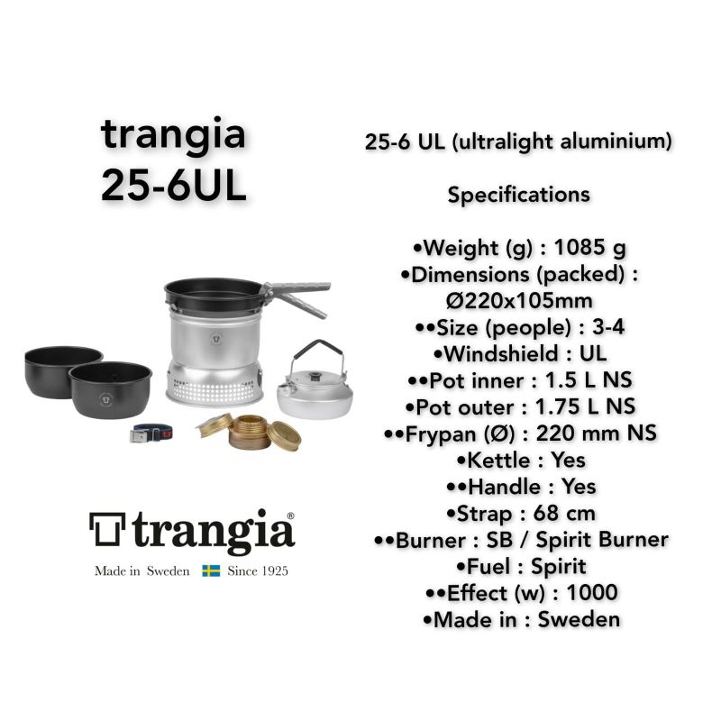 Kompor Trangia 25-4 UL TRANGIA 25-6 UL Cooking Set Swedia Alat Masak Camping Panci
