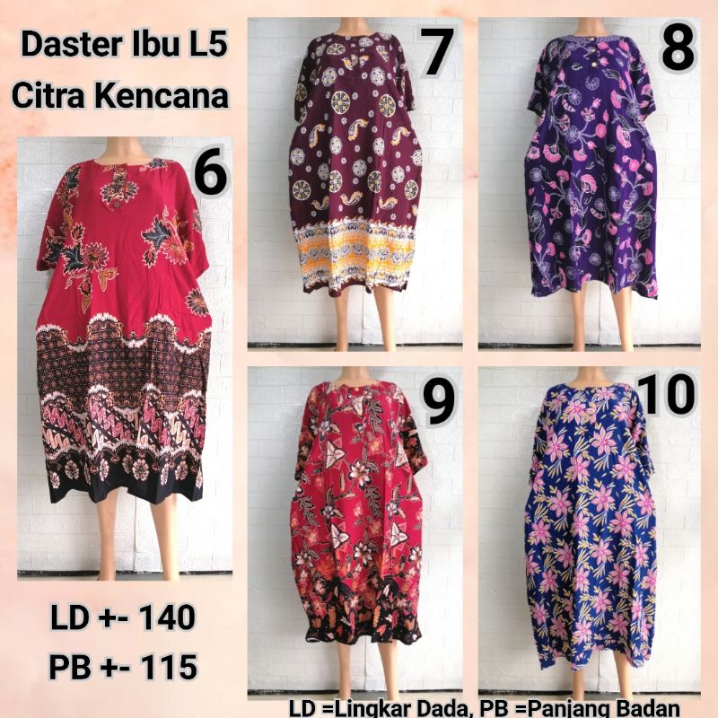 Daster Ibu L5 Citra Kencana LD +- 140 Adem Busui Friendly BS  Sablon Minor