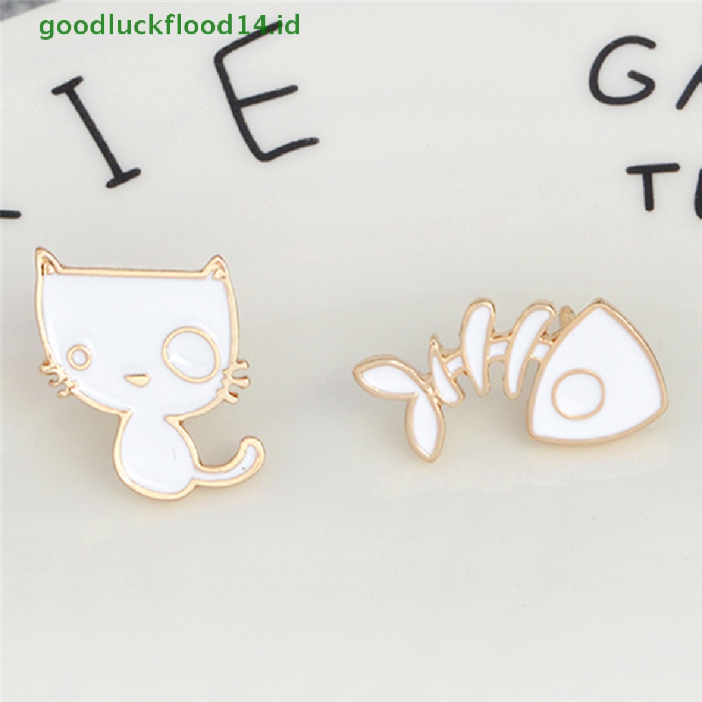 [GOOGFOUR] 2pcs/set Lucu Kucing Ikan Tulang Bros Pin DIY Denim Jaket Pin Lencana Perhiasan Hadiah [TOP]