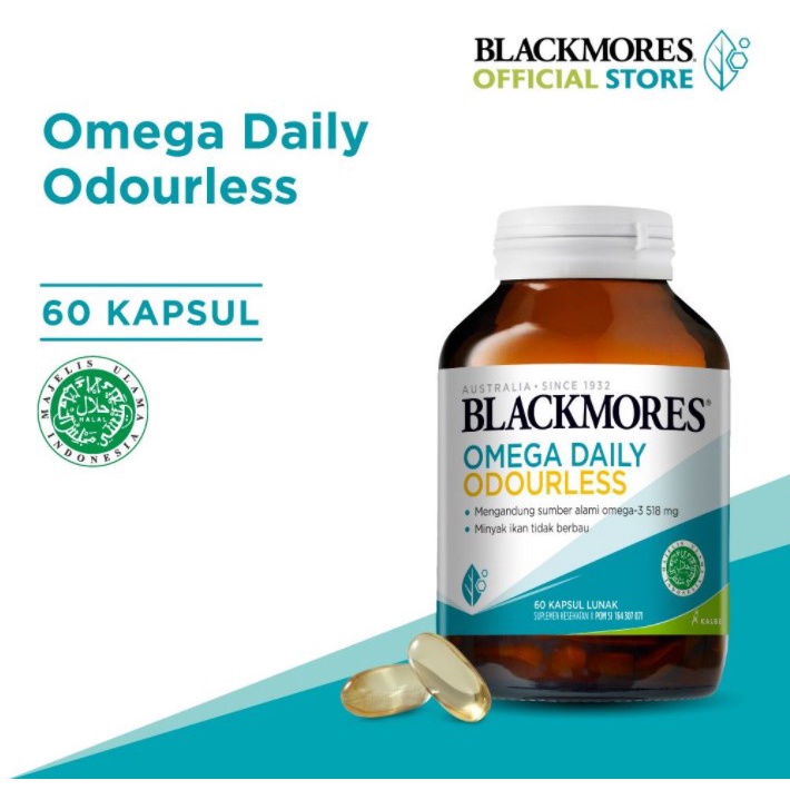 Blackmores Omega Daily Minyak Ikan Tidak Berbau Isi 60 Kapsul (Membantu Memelihara Kesehatan) BPOM