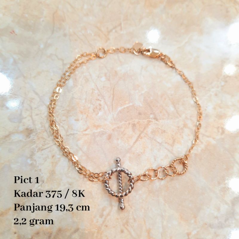 Gelang Tangan Rantai Emas Asli Model Terbaru/Limited Edition Kadar 375/8K