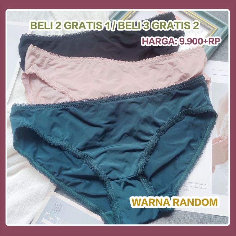 2023 tahun 9900+Rp Celana dalam wanita sutra dingin model scandinavia menutup pantat secara penuh model middle waist pinggang tengah imut dan nyaman beli 2 gratis 1 beli 3 gratis 2 003