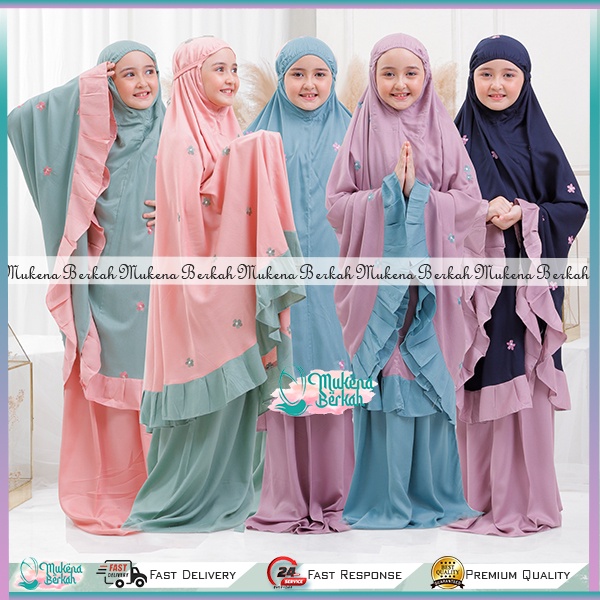 MUKENA BERKAH Mukena Anak Bordir Mukena ABG Tanggung Remaja Border Zeta Amina