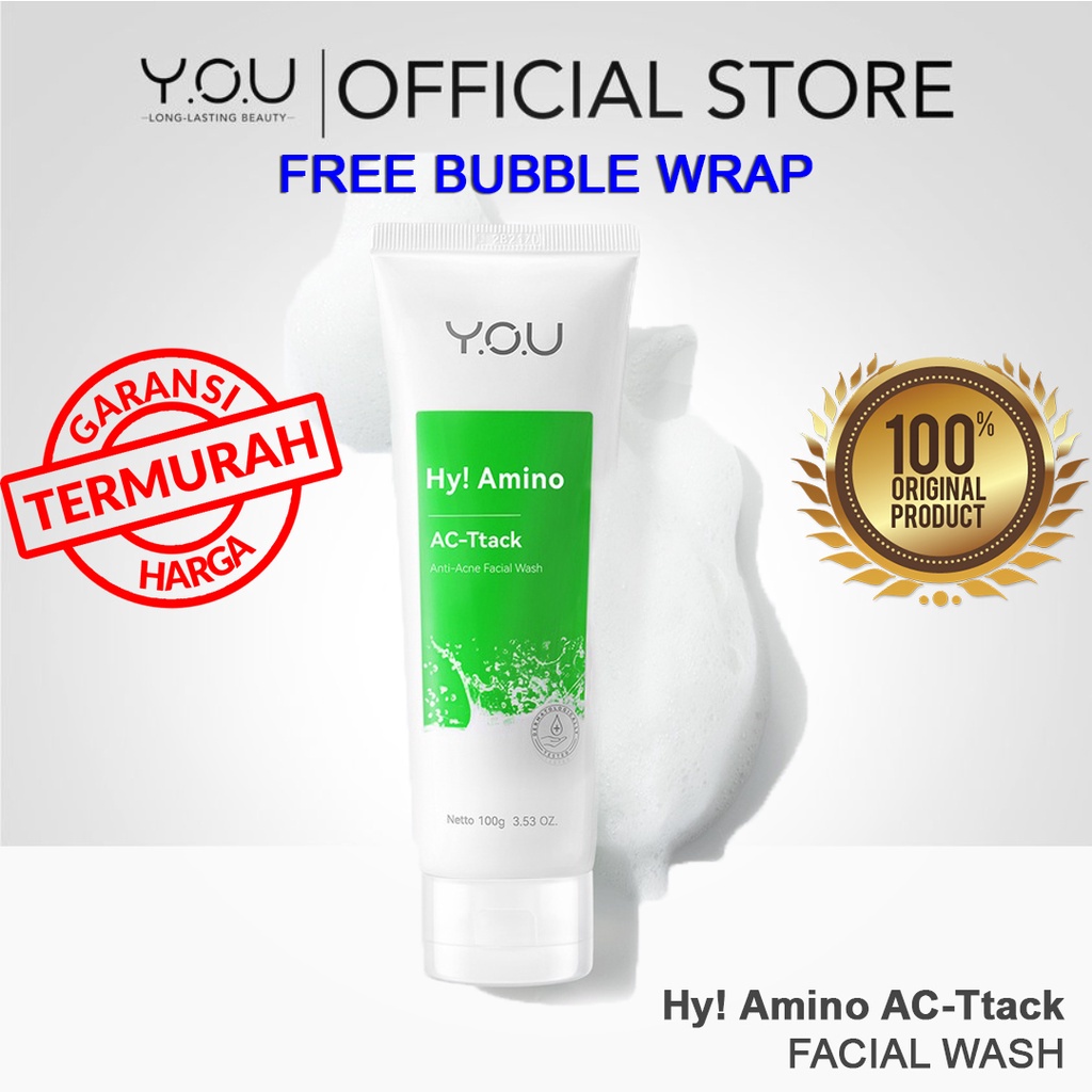 12 PCS YOU Facial Wash Hy! Amino Anti Acne Sabun Cuci Muka Acnes Creamy Wash