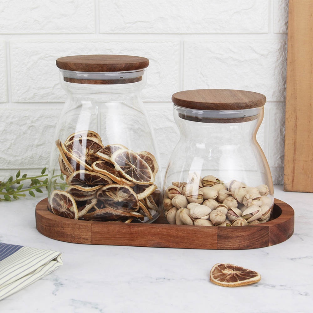 Informa - Informa Set 2 Pcs Harvey Stoples Kaca Dengan Rak/Toples lebaran/Toples premium/Toples bisc