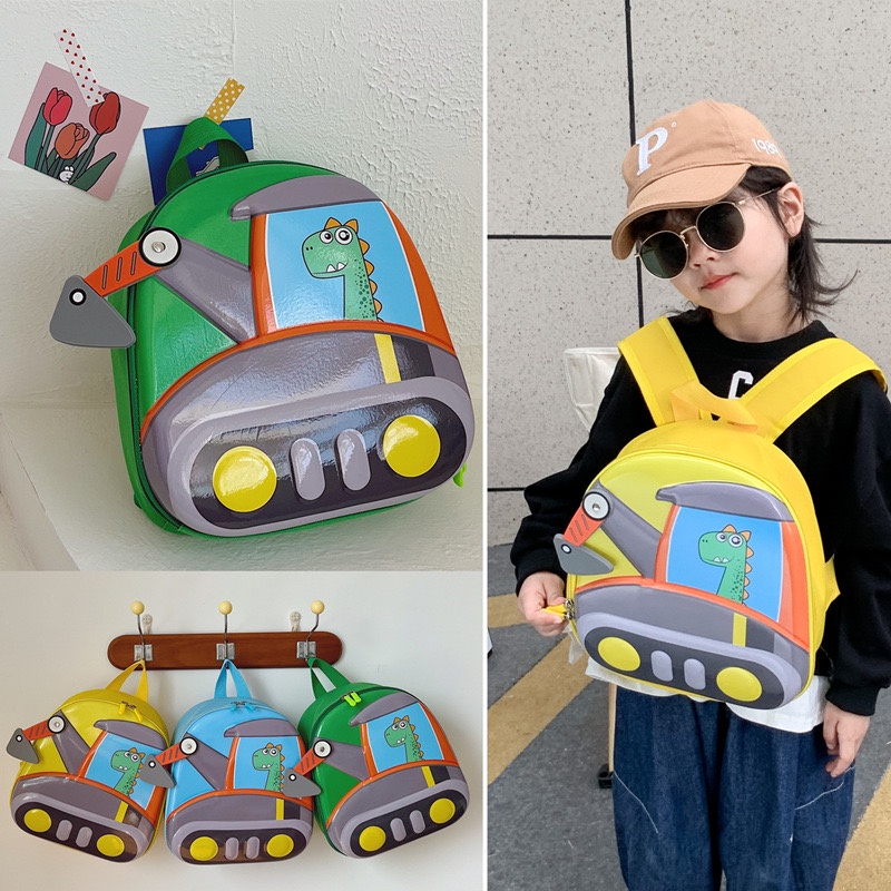 NAOMI - 3D Dino Daichi Exavator Backpack - Tas Ransel Kerang Shell Cute Bag - Kids Boy Import Bag Tas Anak Karakter Premium Bag Korea Tas Anak Laki-Laki  - cross bag keren egg dino dinosaurus tas souvenir - ulang tahun telor telur kado ultah traktor keren