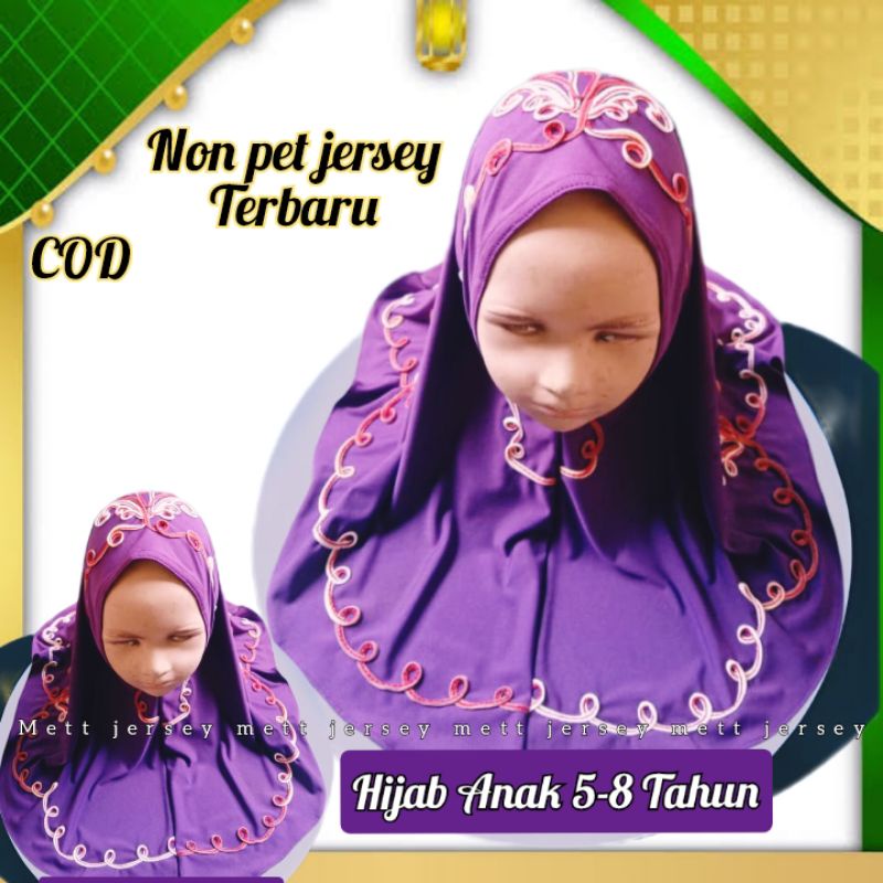 Jilbab Anak motif non pet Jersey terbaru /kerudung anak sd /hijab anak