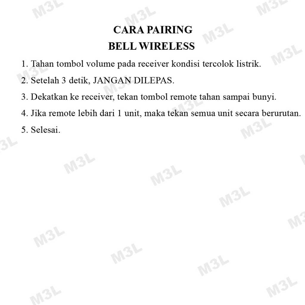 Bel Rumah Wireless Door Bell Waterproof Pintu 1 Receiver