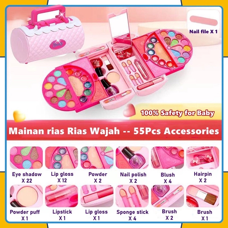 children make up bag pretend plays mainan dandan anak bentuk tas- kado anak cewek - kado anak perempuan 5 tahun - hadiah ultah cewek - kado ulang tahun anak cewek