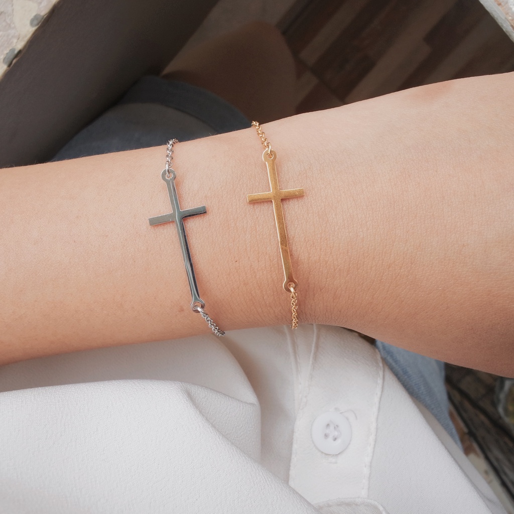 (ANTI KARAT) - CROSS BRACELET / GELANG SALIB - STAINLESS STEEL