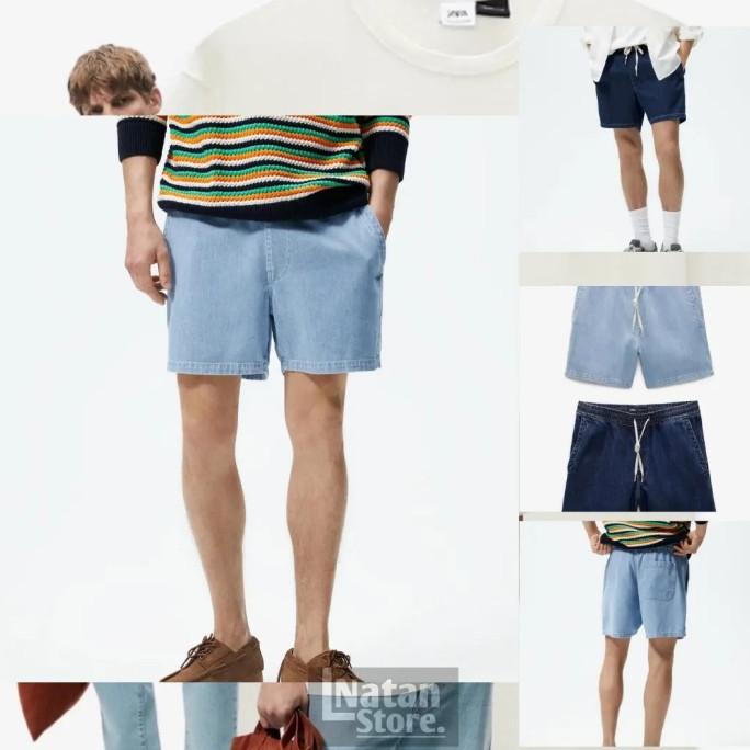 ZARA Elasticized Denim Shorts / Celana Pendek Pria / Short pants