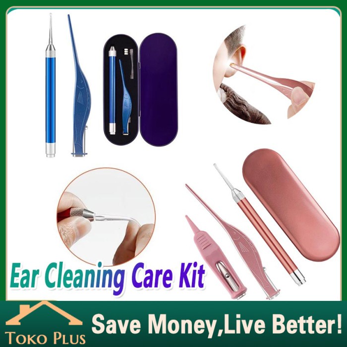 Perawatan Korek Kuping Lampu Led Alat Pembersih Telinga Earpick Stainless