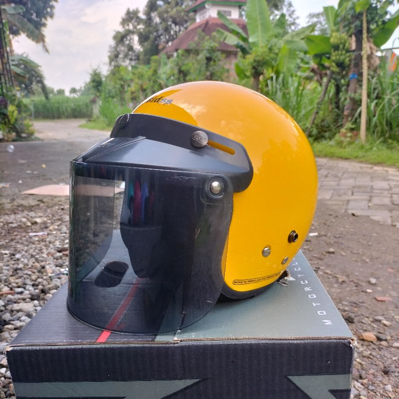 Helm Bogo Anak JM Carkidss Retro Junior Full Leher Kaca Datar Kaca Cembung Original Sni
