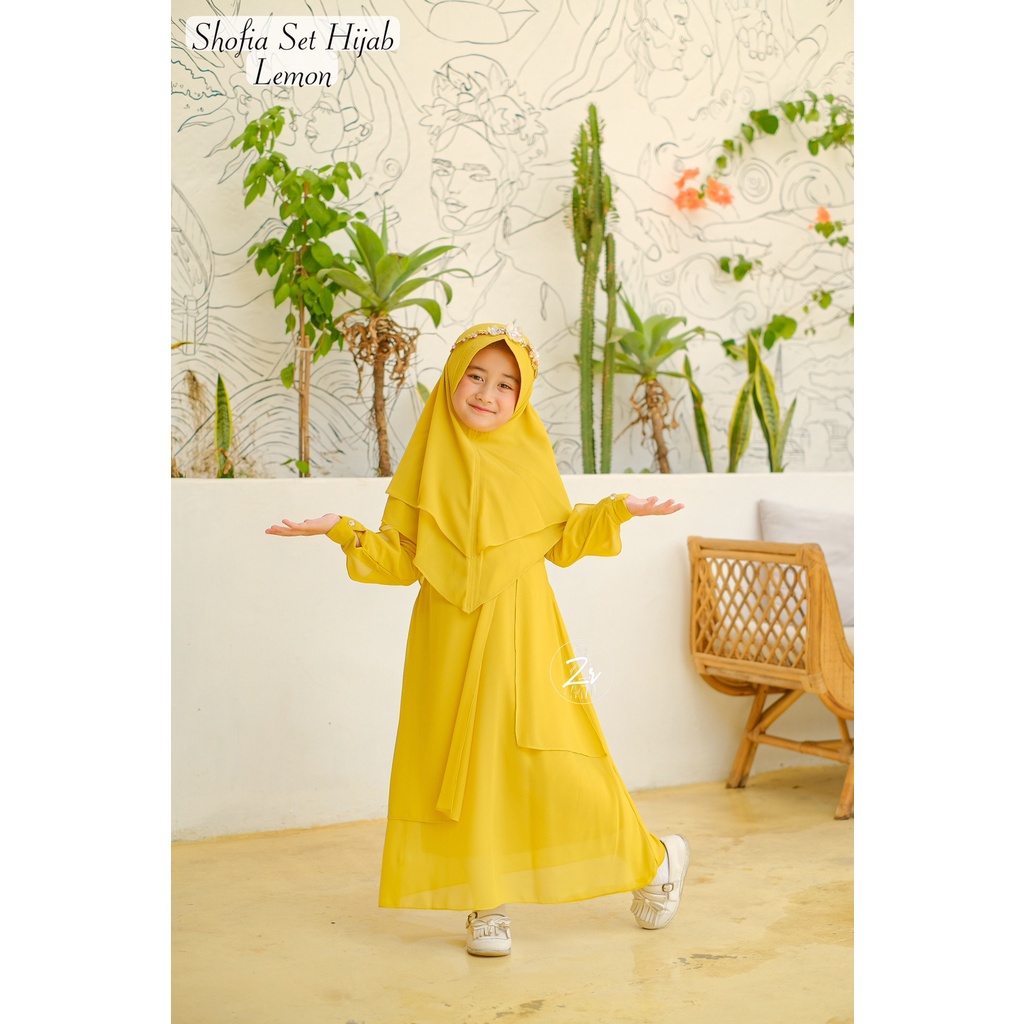 Gamis Shofia by ZR MOM &amp; KIDS COUPLE Ceruty Babydoll ibu anak 4-14 th ootd kondangan lebaran fashion muslim busana syari wanita gaun hijab pesta