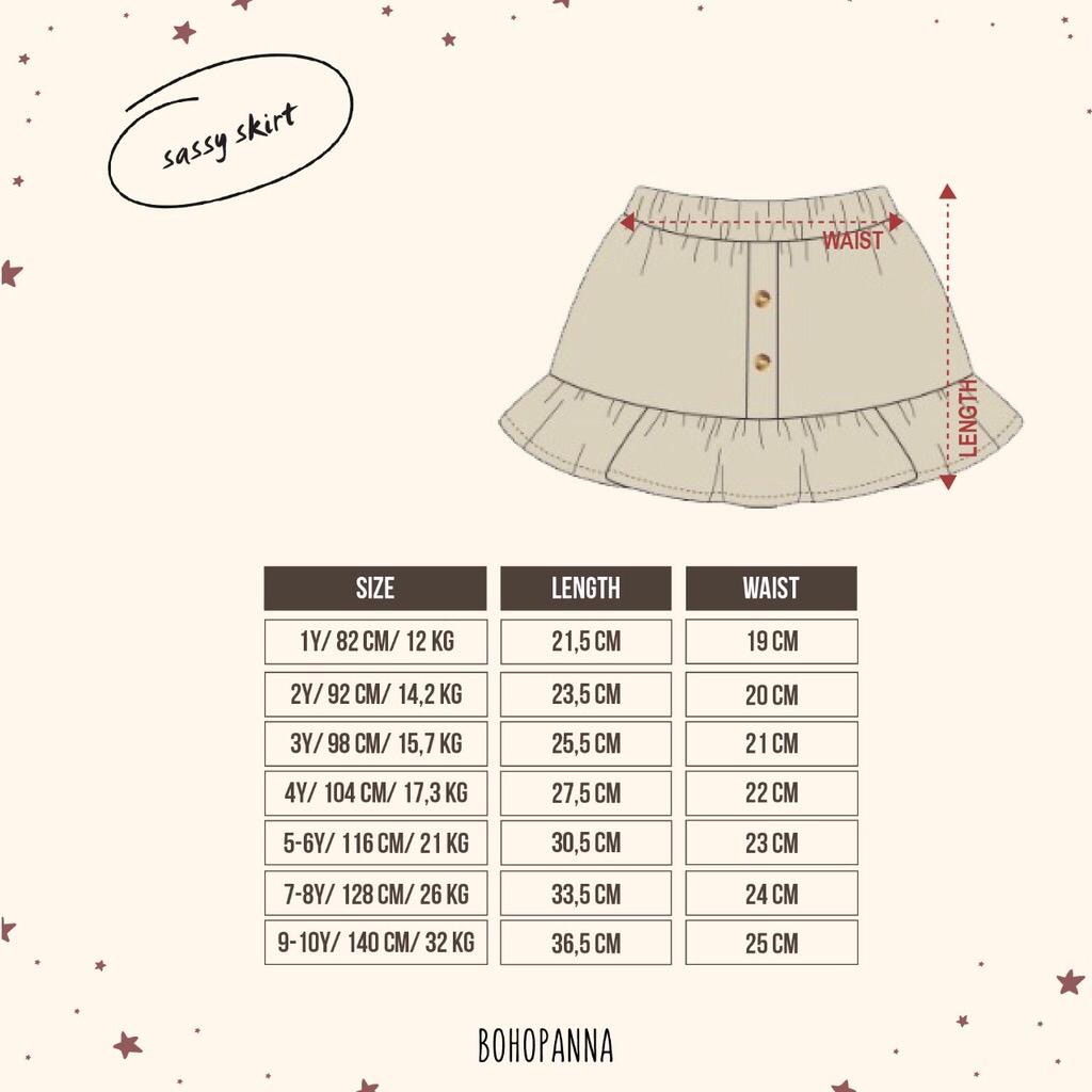 BOHOPANNA SASSY SKIRT ROK PENDEK ANAK ROK RUFFLE FASHION ANAK PEREMPUAN 1 - 10 TAHUN