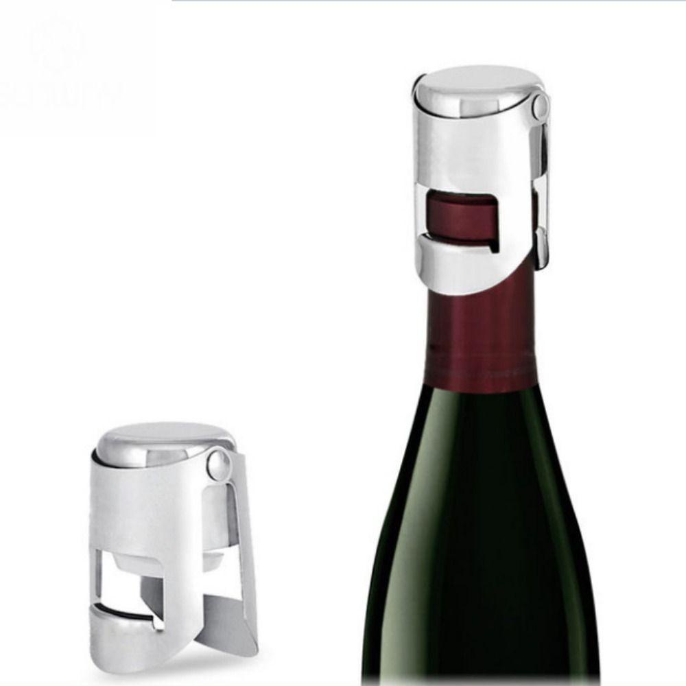 [Elegan] Champagne Stopper Portable Tahan Lama Alat Bar Dapur Silikon Tombol Ganda Tahan Karat Stopper Botol Wine