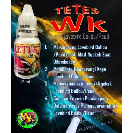 VIT WK Lovebird Dewasa dan Balibu Multivitamin Serum Burung Lovebird 2 Tetes Langsung Gacor Penggaco