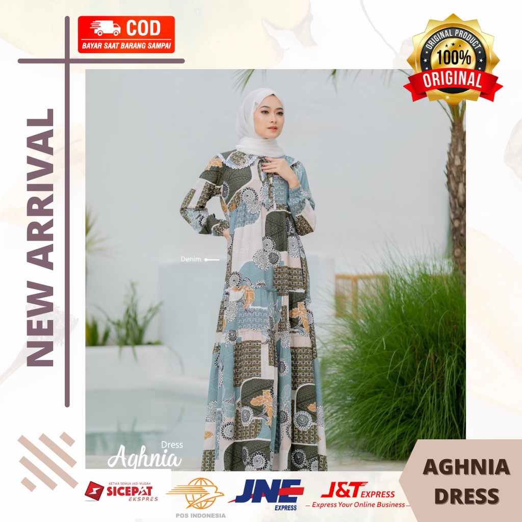 Aghnia dress by Arrafi gamis muslim dress simpel lengan panjang || Dress ARRAFI Dress Aghnia Fashion