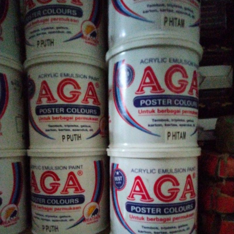 Aga cat poster. cat acrilyc. hitam putih 1 kg. aga. cat spanduk