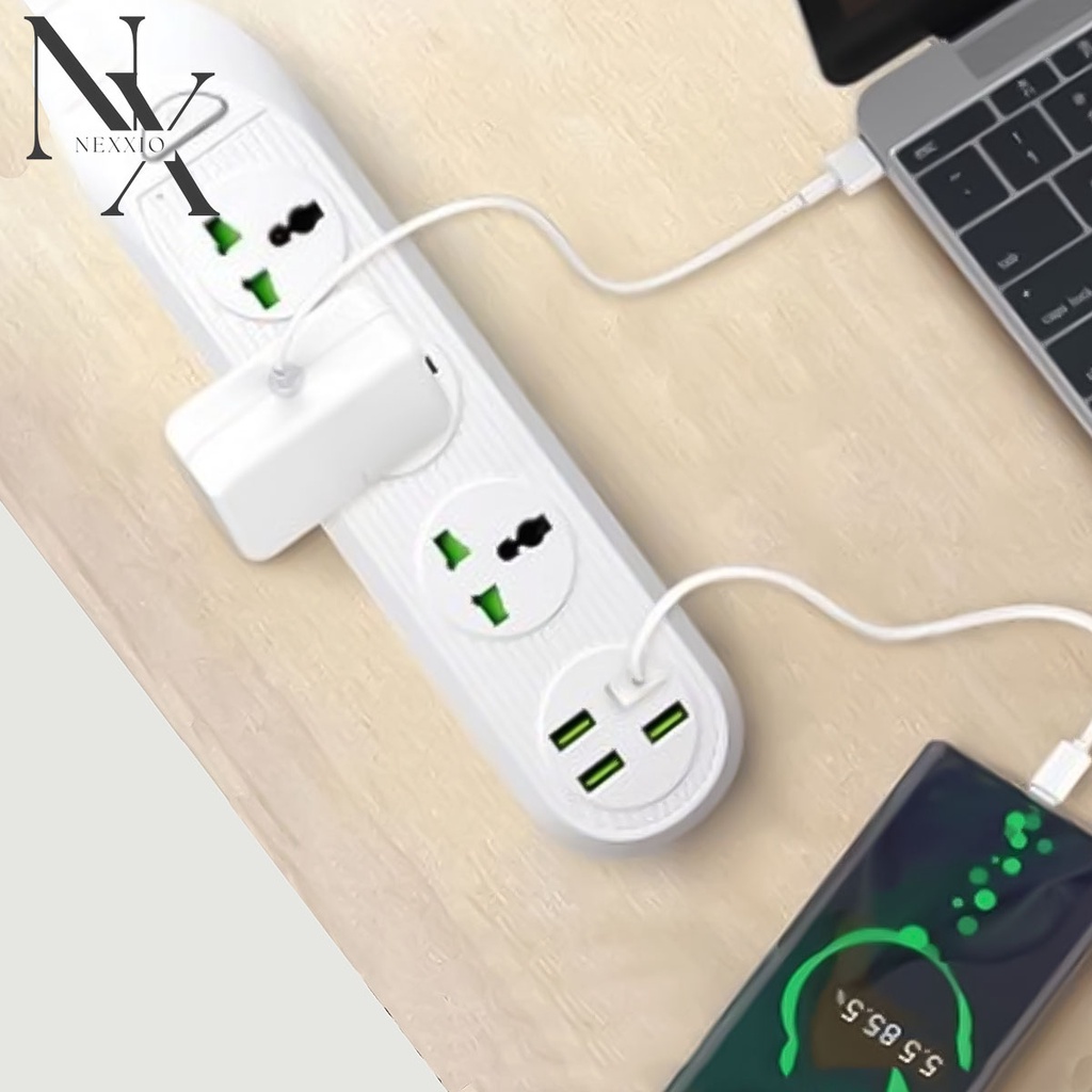 NexXio Stop Kontak Colokan listrik 3ways smart power strip socket &amp; port USB TRAVEL BESTSELLER