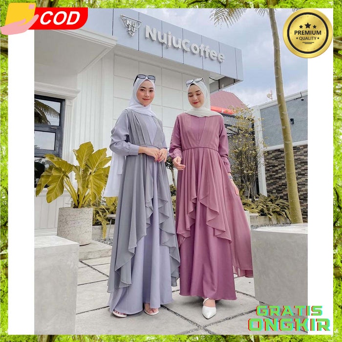 Baju Gamis Wanita Lebaran Terbaru 2023 Gamis Cewek Lebaran Wanita Muslim Elegan Mewah Original Murah