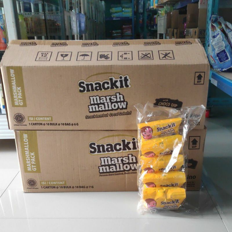 Snackit Marsh Mallow Paket Hemat Snack Lembut Cocol Cokelat 1 Bulk / Press isi 10 bag / pcs masmelow