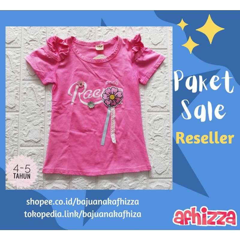 Paket Sale Reseller Atasan Blouse Kaos Anak Pendek Pink Cantik Anak Perempuan Baju Atasan Anak Cewek